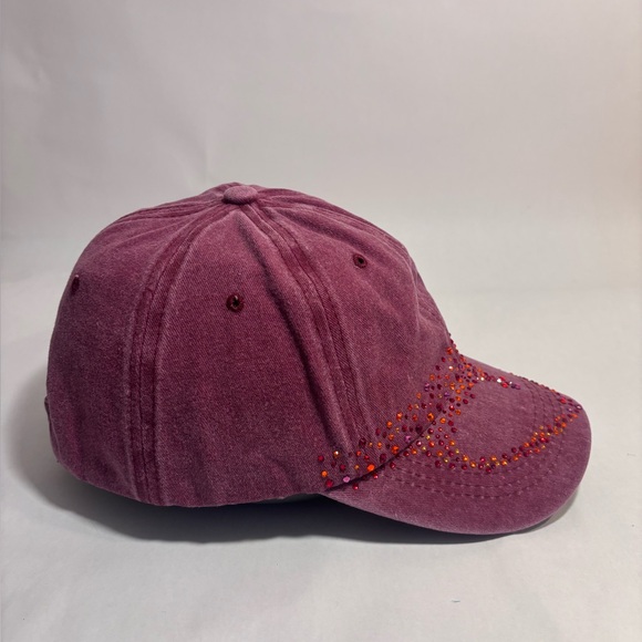 100% Cotton Casual Dusty Rose Rhinestone Bling Hip Hop Style Streetwear Cap Hat - Picture 4 of 9
